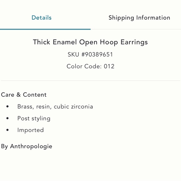 Anthropologie Thick Enamel Open Hoop Earrings - Picture 5 of 5